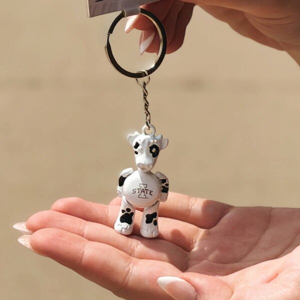 I-State Black and White Cow Keychain front